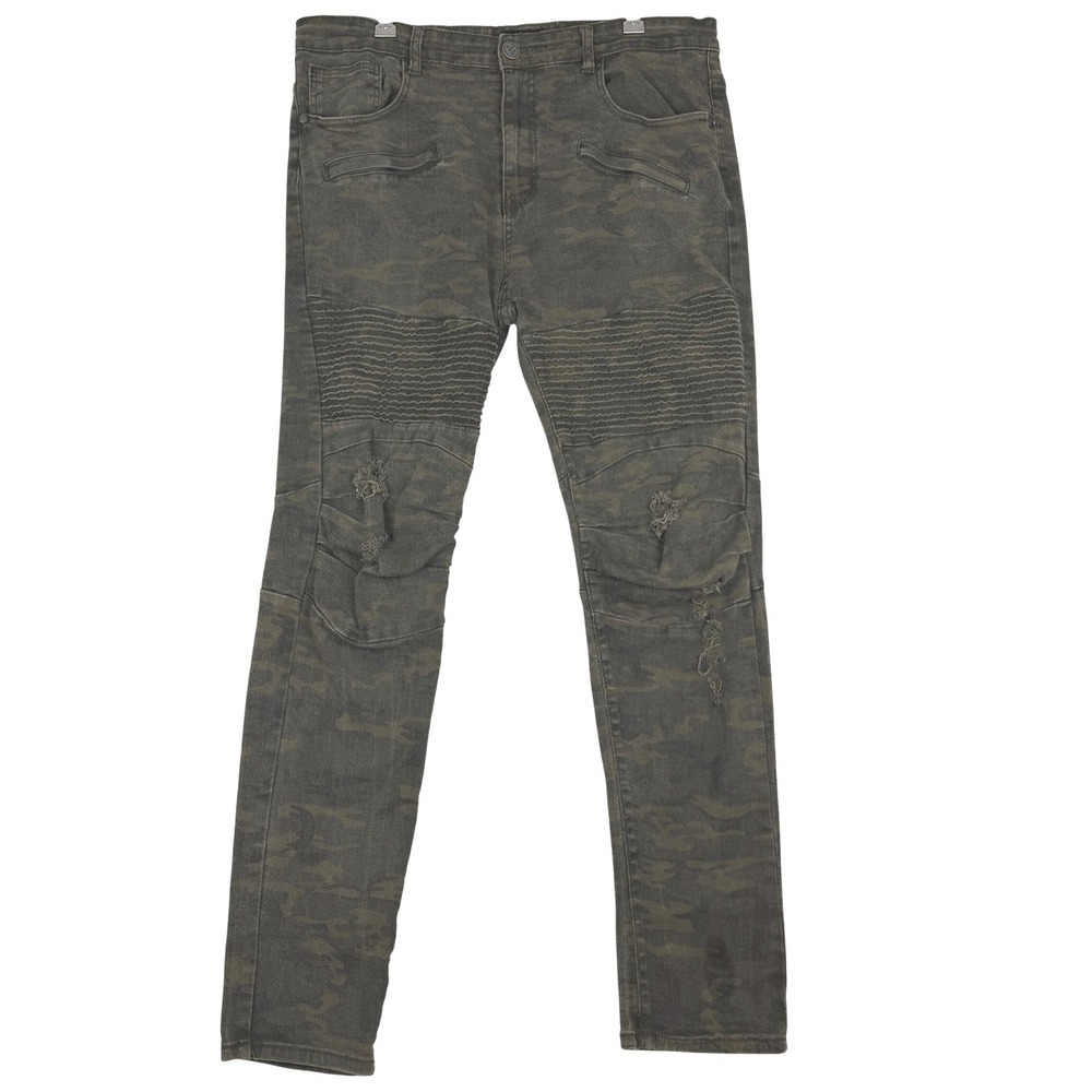 Waimea Skinny Jeans Mens 38x32 Camo Moto Biker Distressed Streetwear Pants